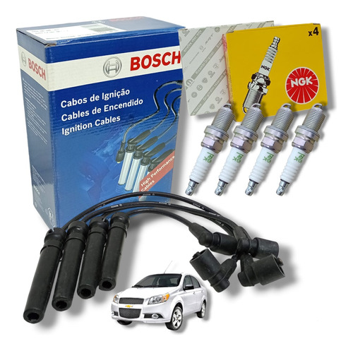 Kit De Cables De Bujias Bosch Y Bujias Ngk Aveo 1.6 16v G3 Apto Gnc Gas