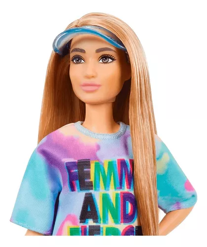 Boneca Barbie Fashionistas Menina Loira - Roupa Fashion Camisa