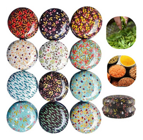 Tarro Redondo De 12 Piezas Con Tapa, Recipiente For Velas