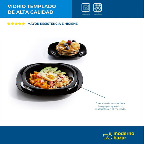 Imagen 5 de 10 de Set De Platos Vidrio Templado Opalina Juego Vajilla Completa