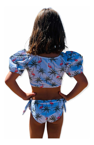 Imagen 4 de 5 de Malla Bikini Princesa Niña Uv Upf50+ Top + Bomb Flamenco