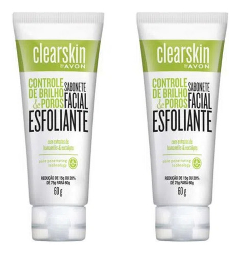 Sabonete Facial Esfoliante Clearskin 60g (2 Uni) - Avon