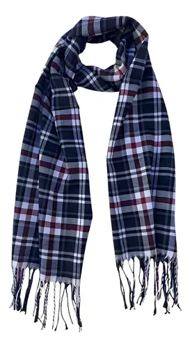 comprar Cachecol Xadrez Inverno Echarpe Quadriculado Azul Marinho