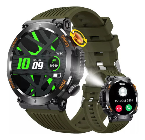 Reloj Inteligente Militar Para Hombre Con Linterna Led De 45 Caja Verde