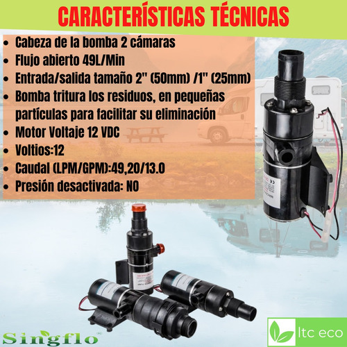 Imagen 2 de 10 de Bomba Trituradora Maceradora 12v 49lpm Motorhome Rodante Na