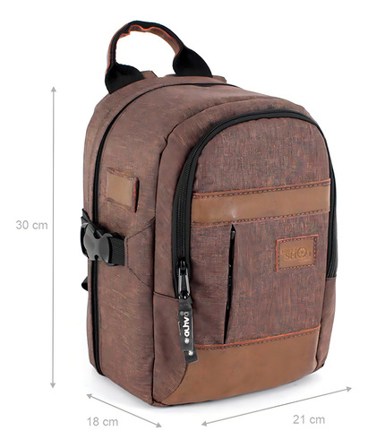 Mochila Pequena E Robusta Para Camera Dslr Tablet 7 Alhva Cor Mochila Marrom