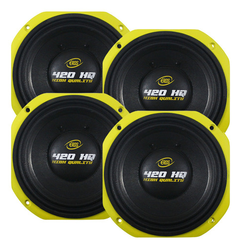 Kit 4 Woofers 8 Polegadas Eros 1680 Rms 8 Ohms E-420 Hq