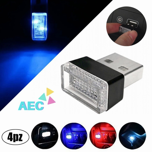 Imagen 1 de 7 de 4pcs Usb Led Mini Luz Inalámbrica Del Coche Iluminación