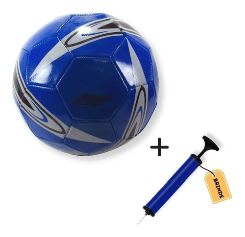 Kit Minibomba De Mão P/ Encher + Bola Futebol Futsal Cor Preto