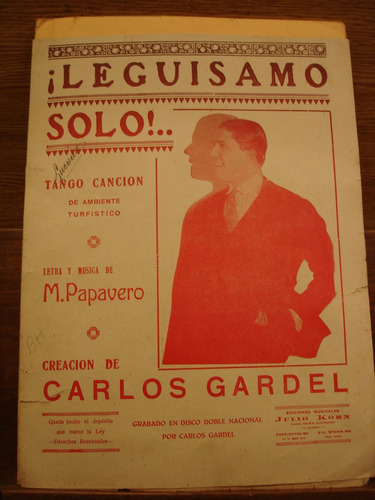 Partitura Leguisamo Solo Carlos Gardel Papavero