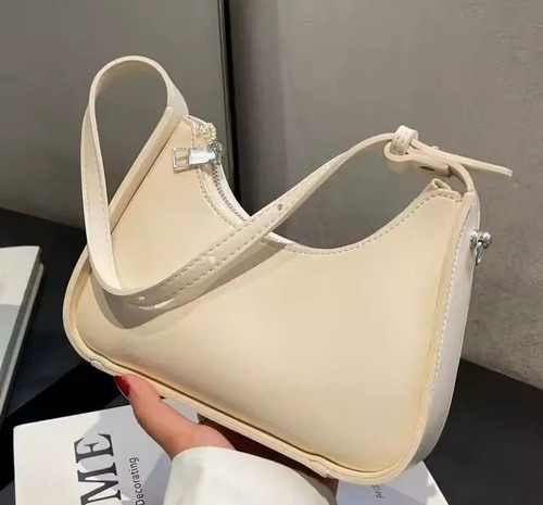 Mini Bag Ecocuero Crema Correa Regulable Crema Lisa Crema