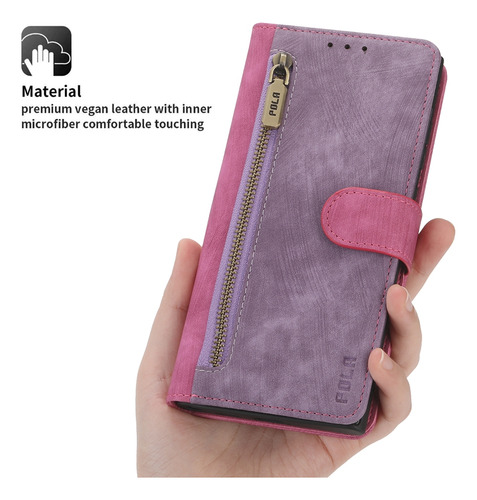 Funda Tipo Cartera De Piel Vegana De La Serie Huawei Con Bloqueo Rfid, Ranuras Para Tarjetas, Efectivo, Protección Total, Rojo Rosa