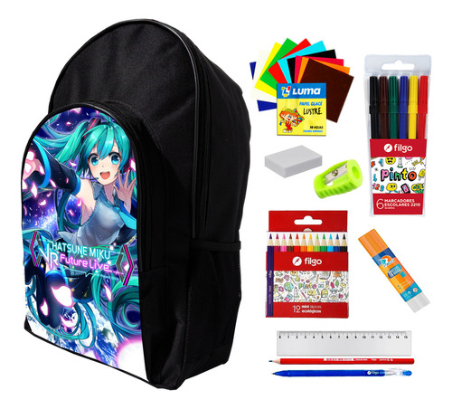 Super Combo Mochila + Utiles De Miku Hatsune #255