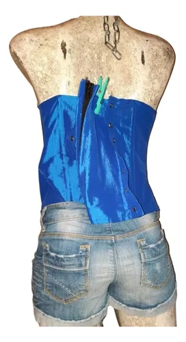 Blusa estilo corset azul sale