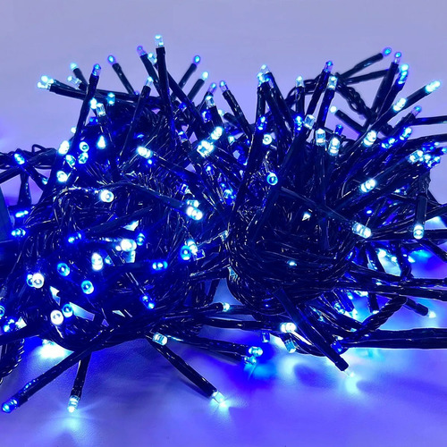Serie De Luces Led 200 Led Blanco Y Azul Cable Verde 10m