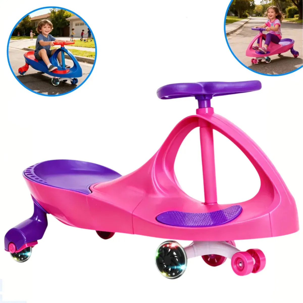 Carrinho Gira Ginga Car Infantil Menino Menina Super Car Rosa