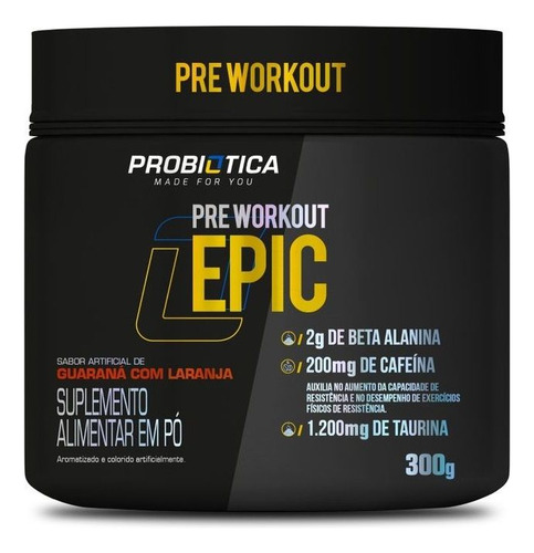 Epic Pre Workout (300g) - Sabor: Guaraná C/ Laranja