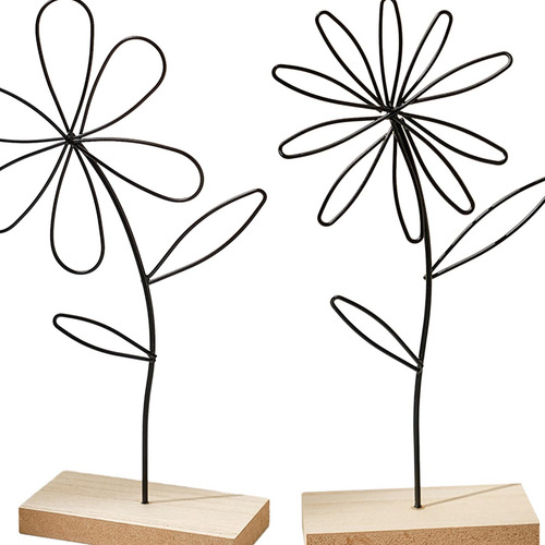 Elegante Juego De Esculturas De Flores De Hierro Para