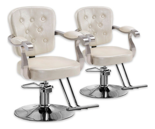 Sillon Barbero Barberia Peluqueria Washington Blanco Pack X2