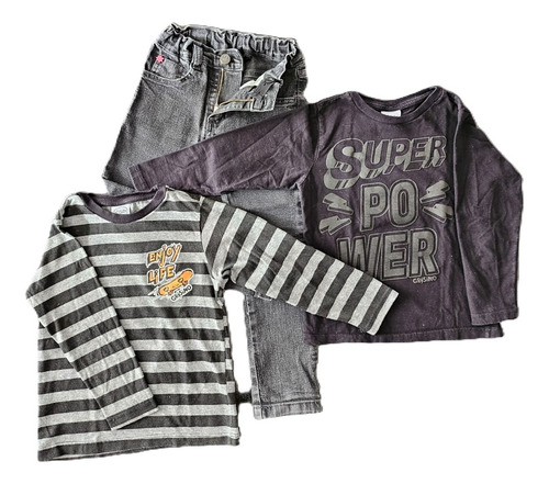 Lote Ropa Varón 4 Años (campera+jean+remeras) Negro (Usado)