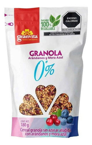 8 Pza Granola Granvita Con Arándanos Y Mora Azul 180 G