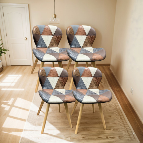 4 Sillas Mariposa Radar Aviador Patchwork Cuero Estructura De La Silla Brown