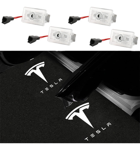 Carwiner 4 Luz Charco Para Tesla Model 3 S X Puerta Logotipo