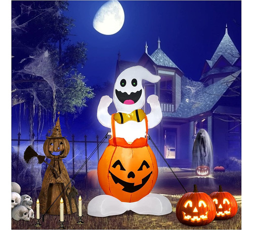 Calabaza Inflable 1,2 M Y Decoración Halloween Fantasma