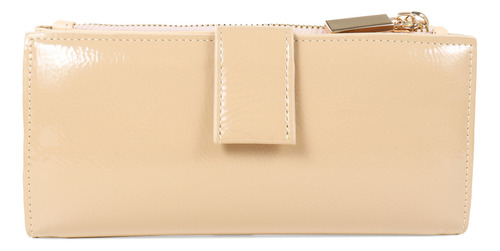 Cartera Cloe Para Mujer Flap Con Maneral Material Charol Color Marrón claro
