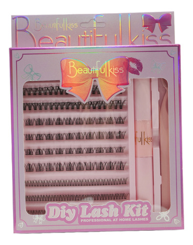 Kit Extensiones Pestañas Postiza Cluster Virales Tiktok Color Negro Mix L Largo 1.6 Cm Tipo De Curvatura C