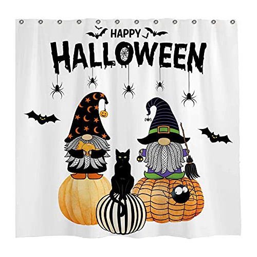 Allenjoy 72x72 Pulgadas Feliz Halloween Ducha Cortina 8gbpk