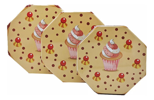 Lata Cokkies Diseño Octogonal X 3 Unidades Lata Galletitas