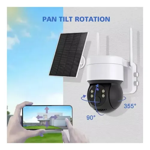 Cámara Solar Para Exteriores Ip 1080 Inalámbrica 360 Blanco