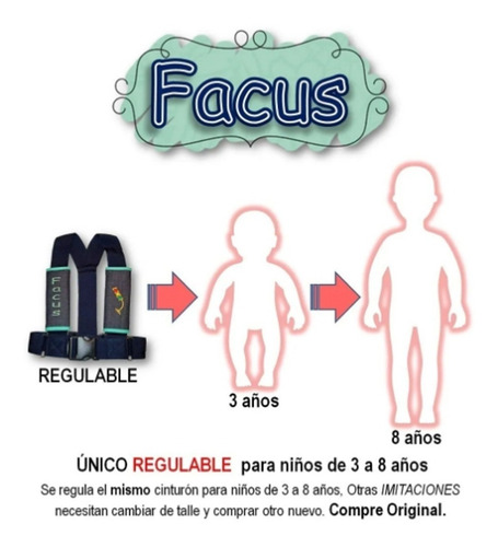 Arnes Cinturon De Seguridad De Niño 3 A 8 Años Facus Black