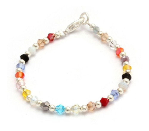 Pulsera Multicolor De Cristales Checoslovacos En Acero Blanc