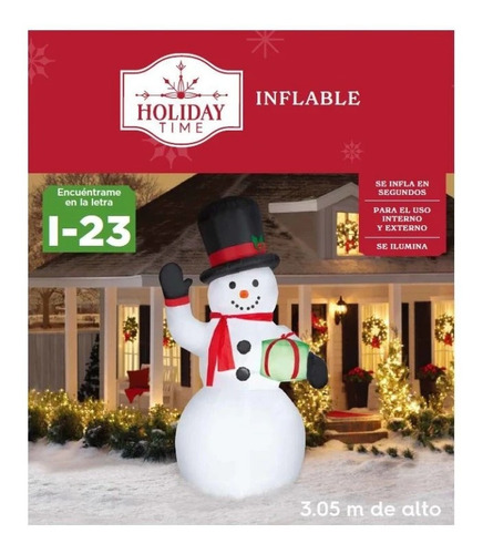 Inflable Muñeco De Nieve Navideño Frosty 3 Metros Led W