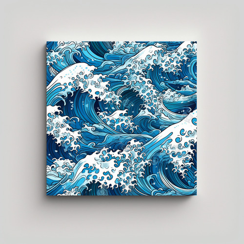 50x50cm Cuadro Decorativo De Hermosas Olas Del Mar En Alta C