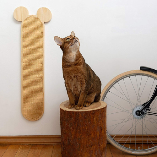 Rascador Gato Pared Piso Madera Hilo Sisal 60.2x25.4cm 6014a
