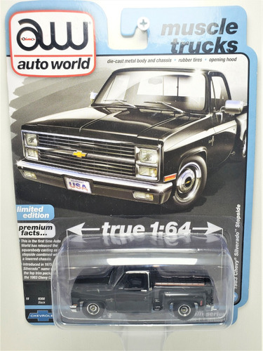 Auto World Chevy Silverado Stepside 83 Preta Muscle Trucks