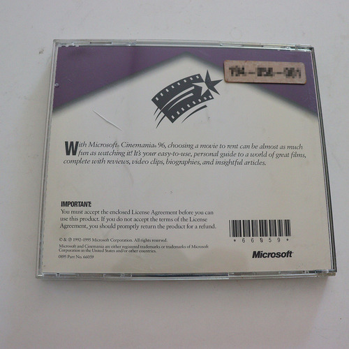 Cd-rom Cinemania 96 Microsoft Home Pc Antigo Windows 95