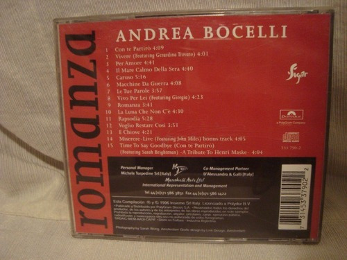 Andrea Bocelli Romanza ( Edición En Italiano ) Los Chiquibum