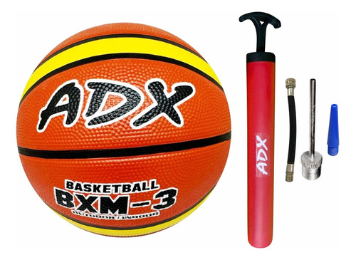 Balon Basquet Bxm3 #3 + Bomba Adx Peso/medida Reglamentaria