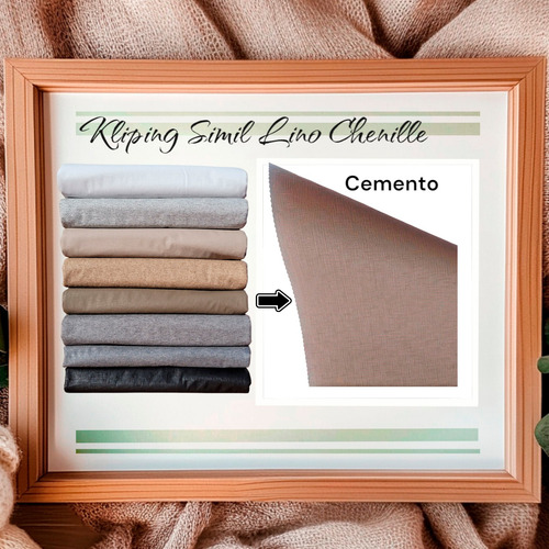 Mantel Ecocuero 3.00x1.40 Kipling Simil Tela Lino Chenille Color Cemento