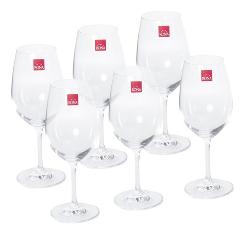 Set Copa Vino X6 Cristal 530 Ml Rona Juego Copon Vino Agua Color Transparente