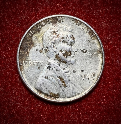 Moneda 1 Centavo Estados Unidos 1943 Raro Acero B. Zinc 