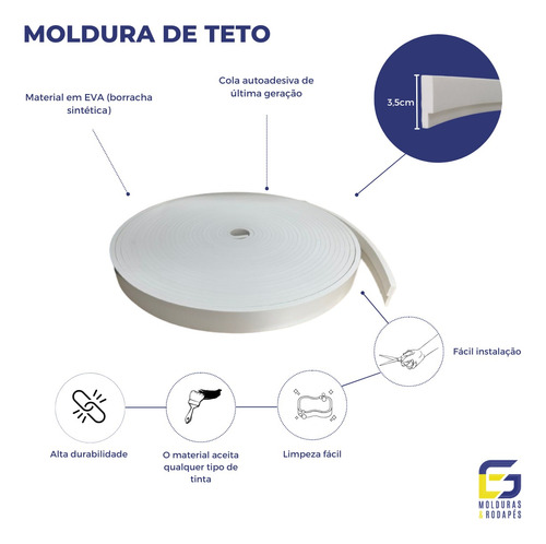 Roda Teto De Eva Autocolante E Flexível *e23 3,5cm* 8 Metros