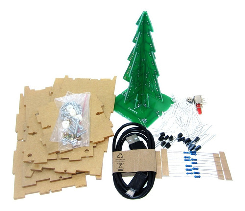 Kit Diy Arbolito De Navidad 14cm Led Para Armar Con Carcasa