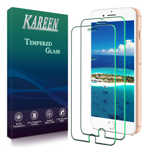 Kareen [paquete De 2] Vidrio Templado Para iPhone 8 Plus, 7