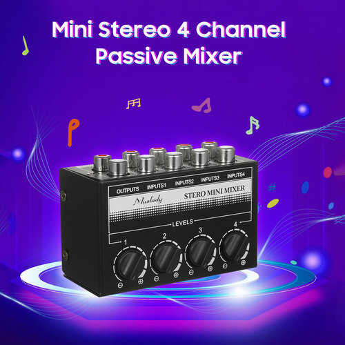 - Mini Mezclador Pasivo Estéreo Portátil De 4 Canales Rca