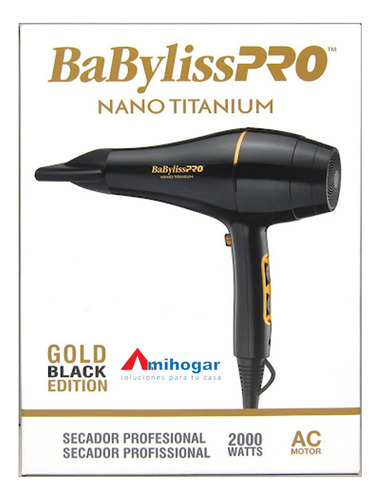 Secador De Cabello Babyliss Pro Gold-black Profesional